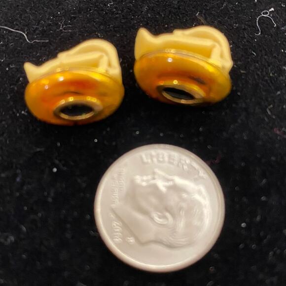 Vintage Earrings Raymond Russell Enamel Comfort clip - Picture 3 of 3